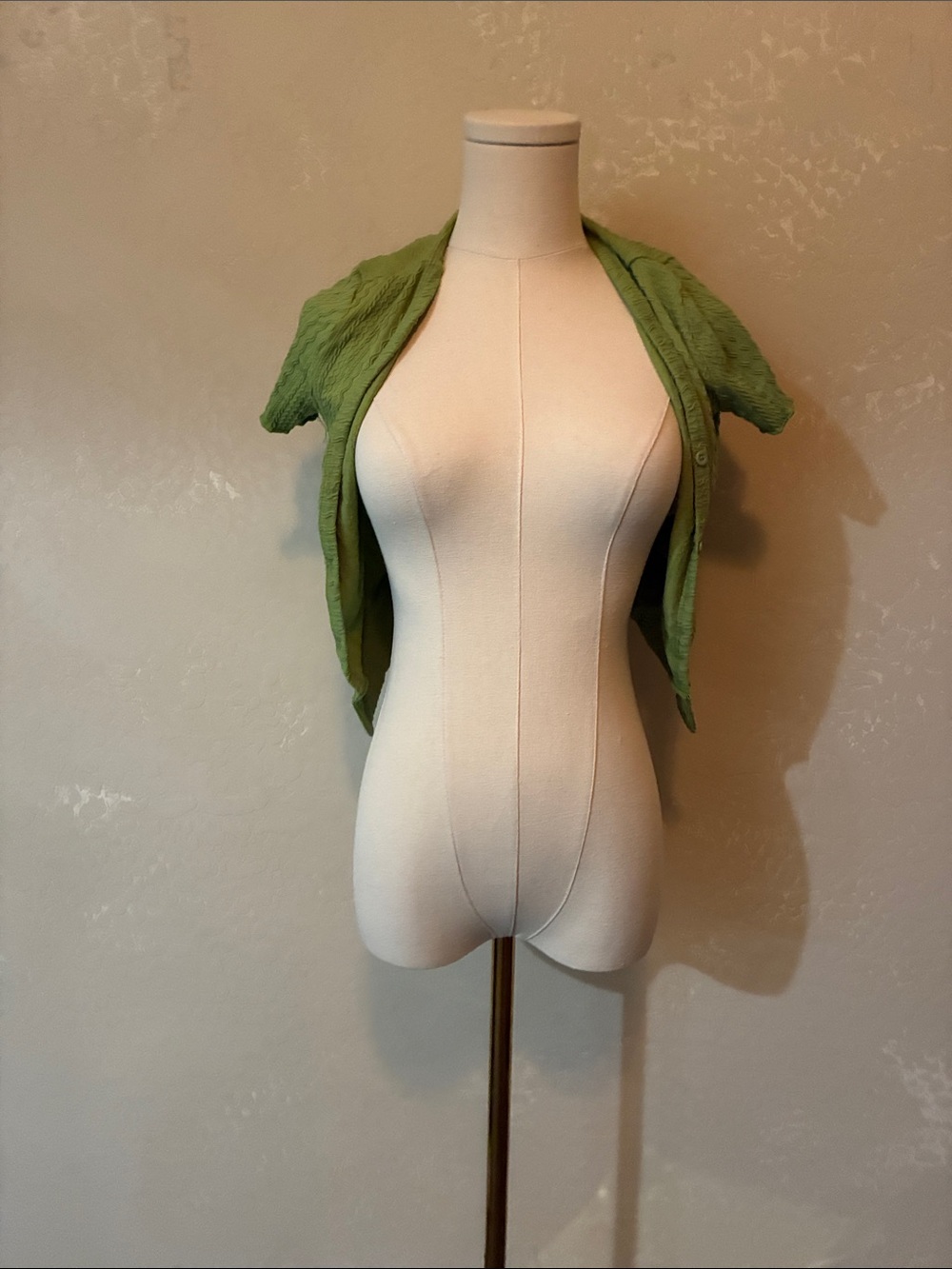 Zara Olive Green Short-Sleeve Open Front Vest